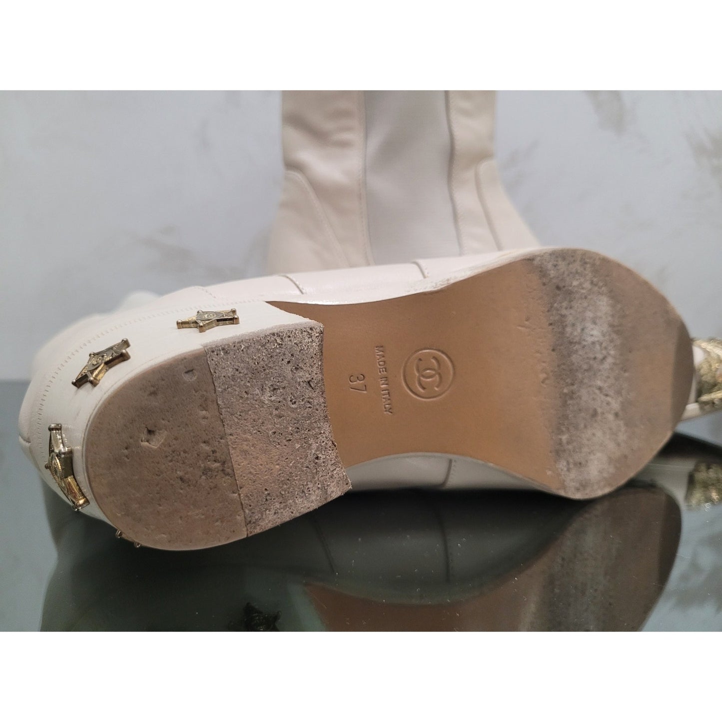 Chanel Paris-Dallas Beige Leather Ankle Boots - Size 37 Pre-owned