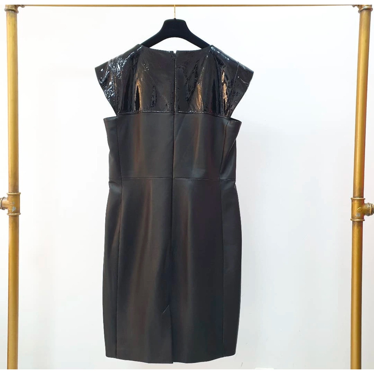 NWT Chanel 18S Black Lambskin Mini Dress Sz.50 pre-owned