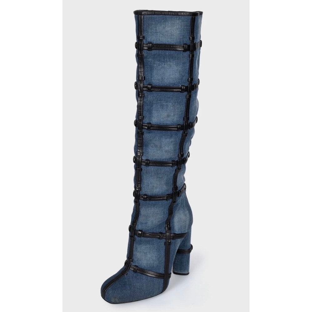 Tom Ford Blue Textile & Leather Boots - Size 36 (US 6) Pre-owned