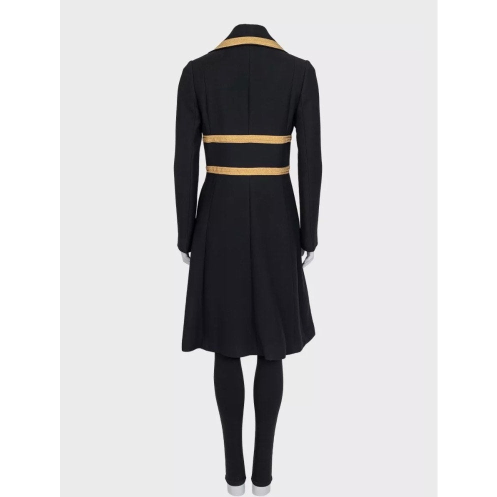 Dolce & Gabbana Black Virgin Wool Fitted Long Coat Pre-owned