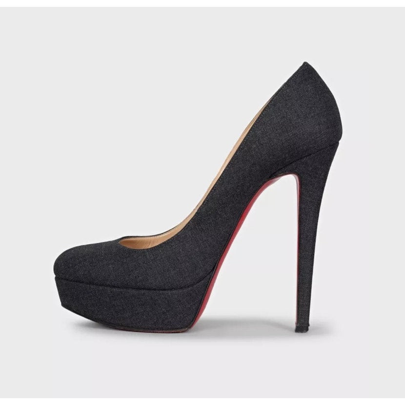 Christian Louboutin Black Textile Stiletto Pumps sz.39.5 Pre-owned