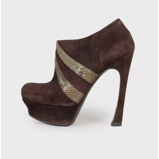 Saint Laurent Brown Suede Ankle Boots - Sz 38.5 pre-owned