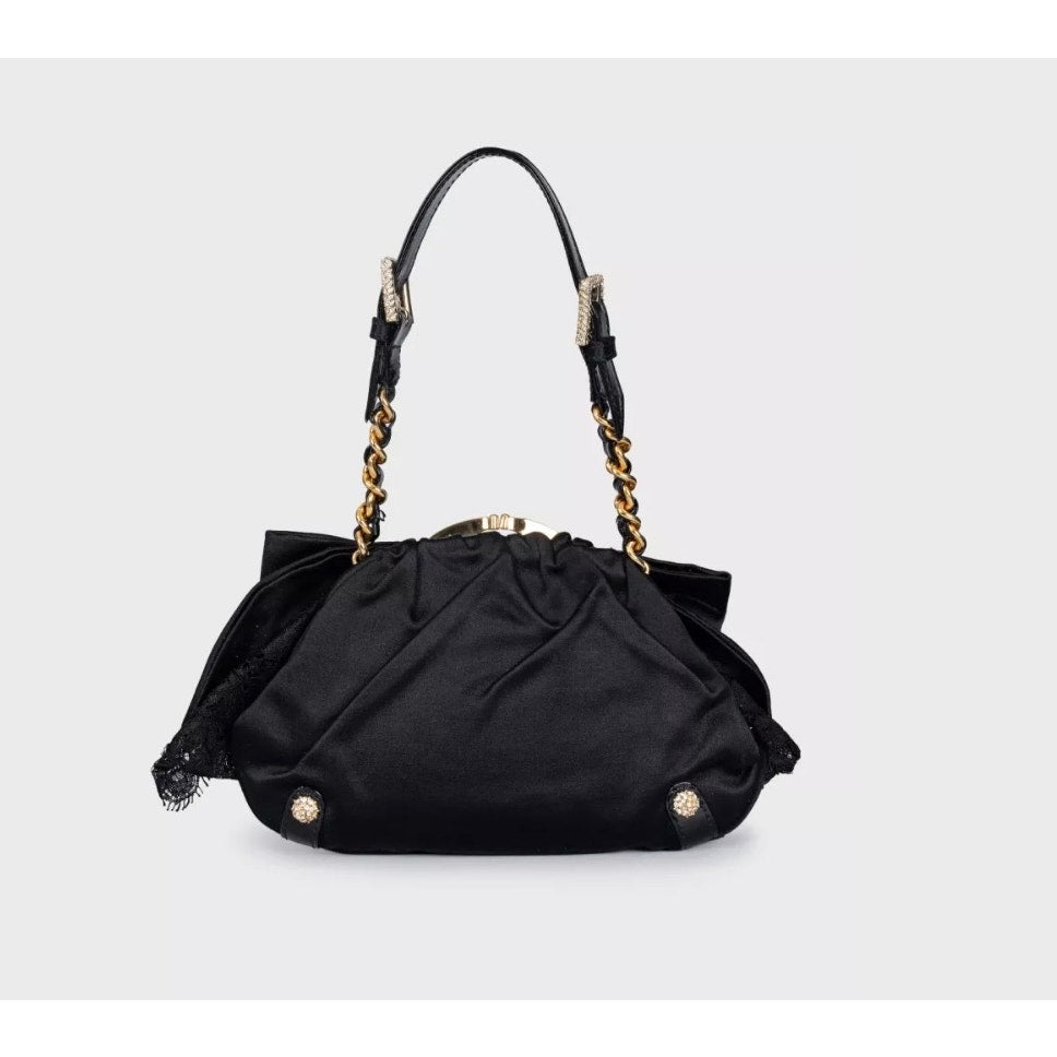 Dolce & Gabbana Black Textile Crystal Clutch Pre-owned