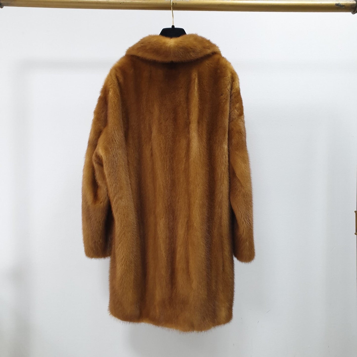 MATE 2017 Brown Mink Fur Coat with White Stars -Sz.42/ M Pre-owned