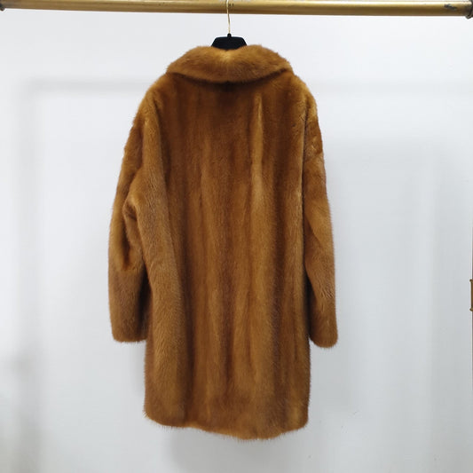 MATE 2017 Brown Mink Fur Coat with White Stars -Sz.42/ M Pre-owned