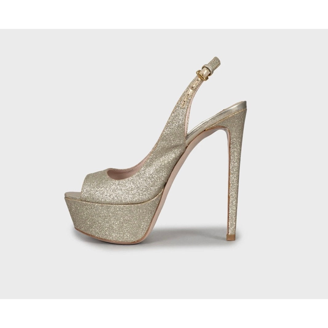 Miu Miu Gold Stiletto High Heel Sandals - Size 36 Pre-owned