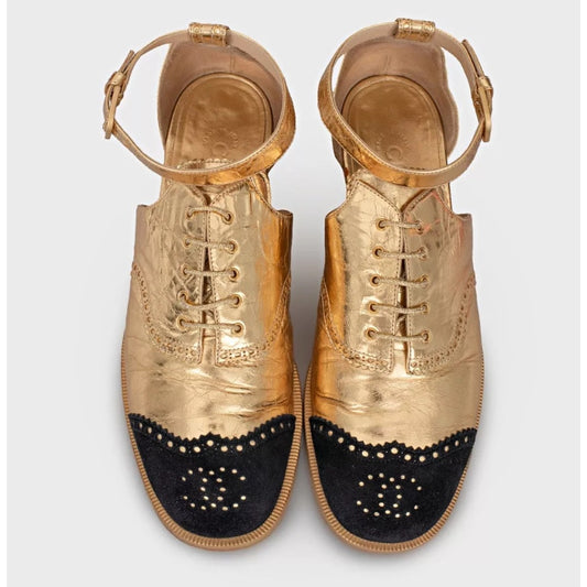 Chanel CC Logo Calfskin & Suede Oxfords  Sz. 40.5 Pre-owned