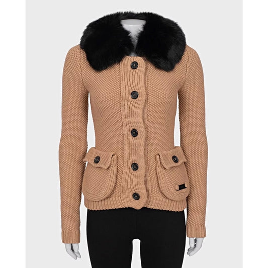 Burberry Brown Wool Cardigan with Detachable CollarSz.XS Pre-owned