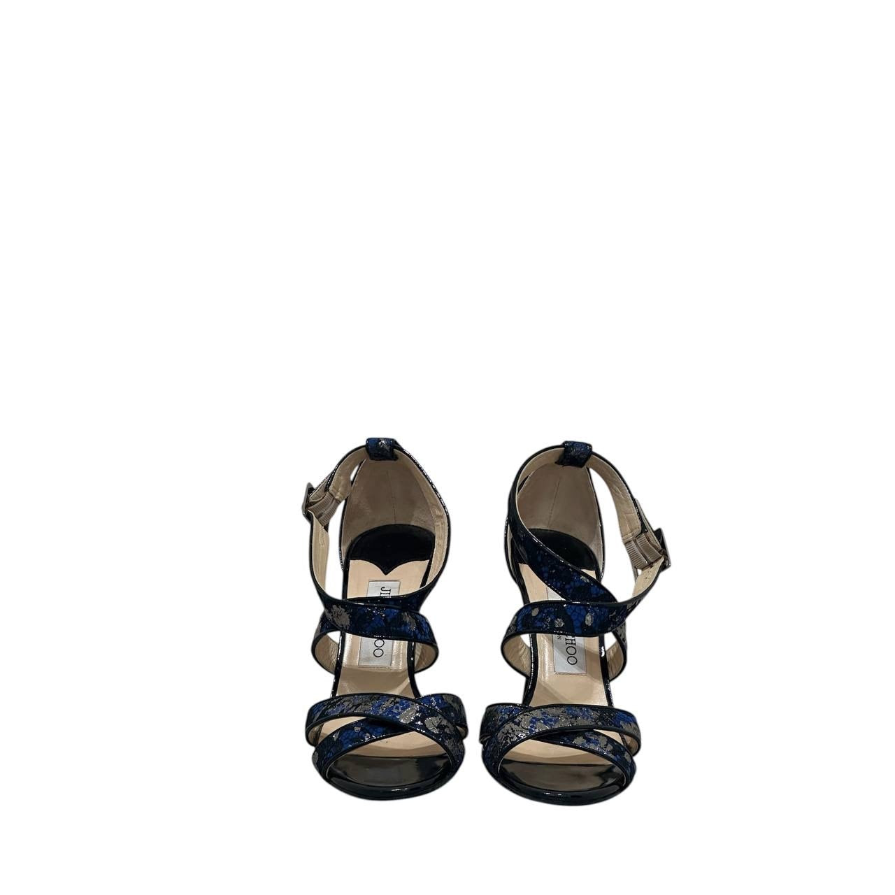 Jimmy Choo Blue Crossover Strap Sandals - Sz 37.5 Pre-owned