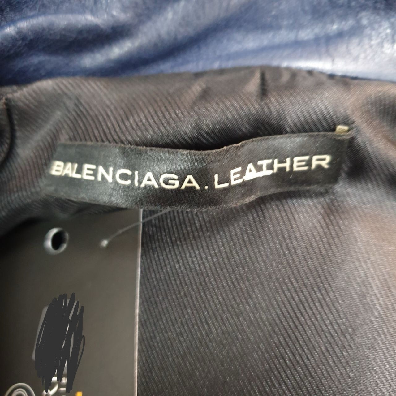 Balenciaga Navy Blue Leather Jacket Sz.36 Pre-owned