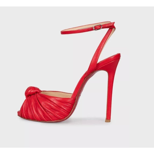 Christian Louboutin Red Leather Strappy Sandals Size 38 pre-owned