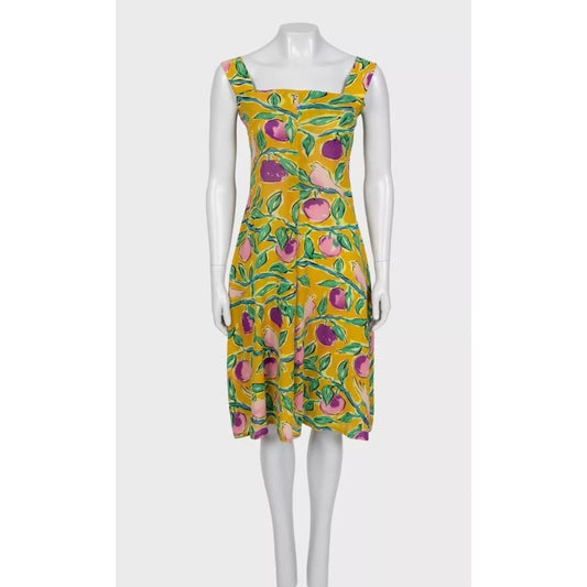NWOT Dolce & Gabbana Yellow Silk Printed Dress - Size S Pre-owned
