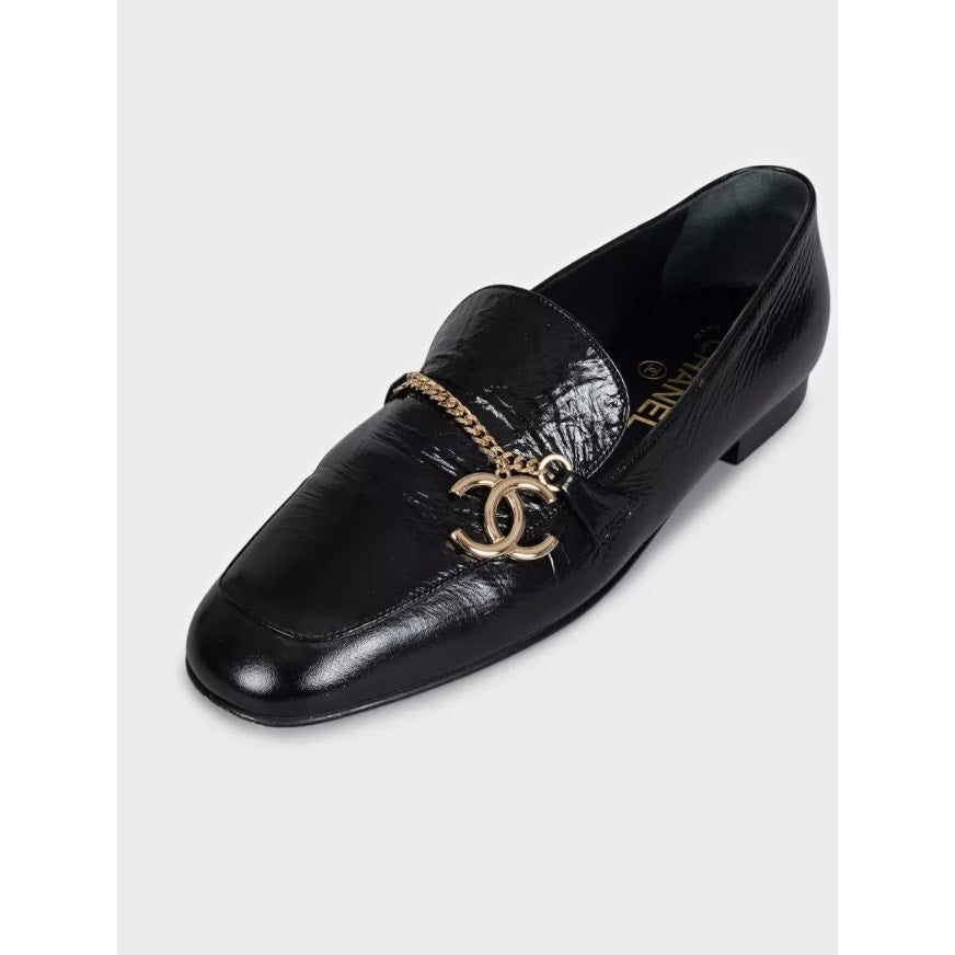 Chanel Black Leather CC Logo Ballet Flats - Size 38.5 pre-owned
