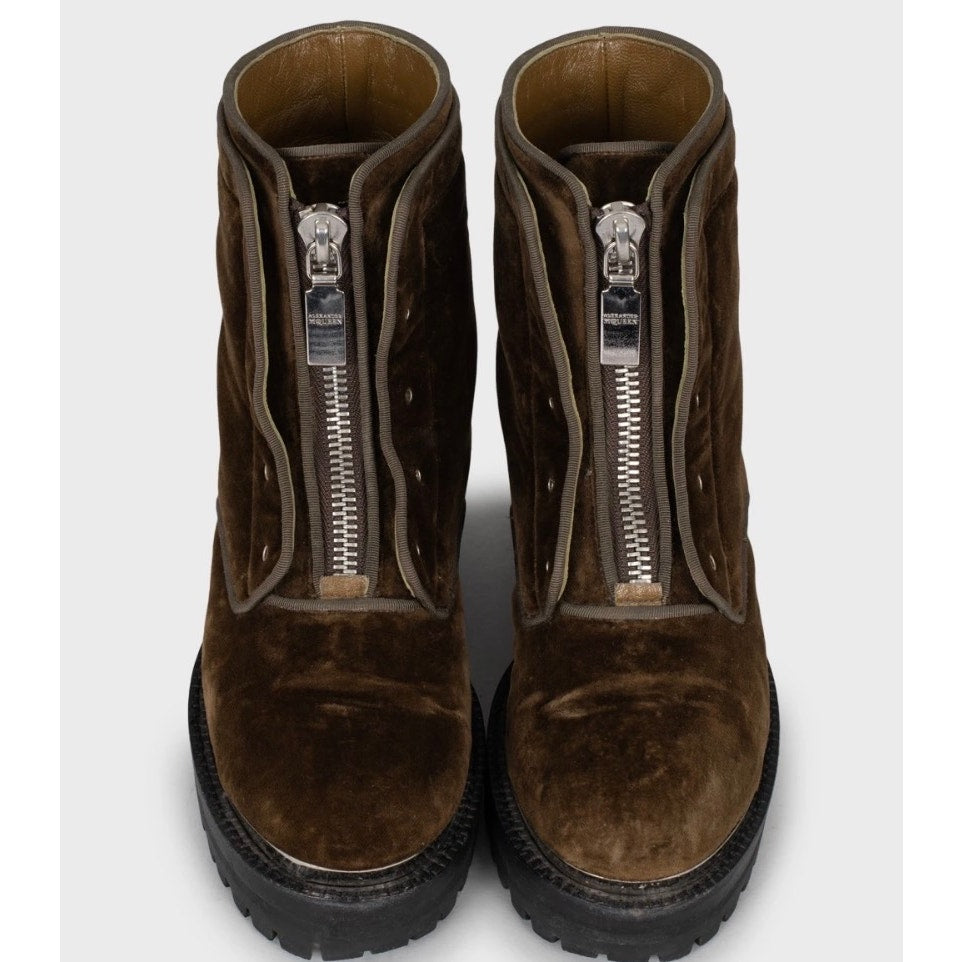 Alexander McQueen Brown Velour Ankle Boots EU 36.5 Pre-owned