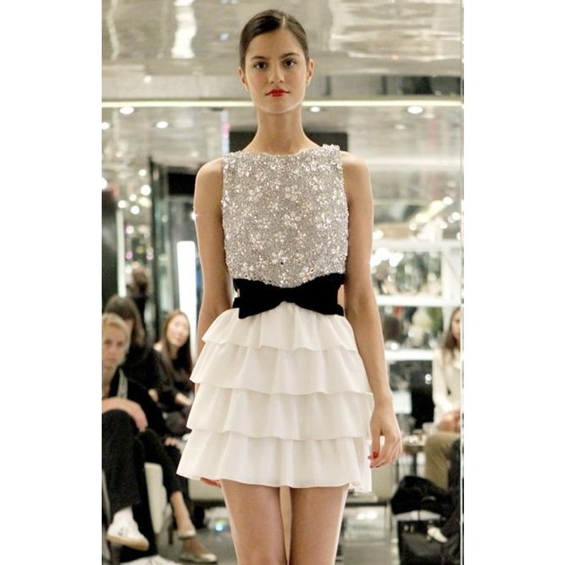 Azzaro Sequin Bow Cocktail Mini Dress S/S 2011 Sz.38 Pre-owned