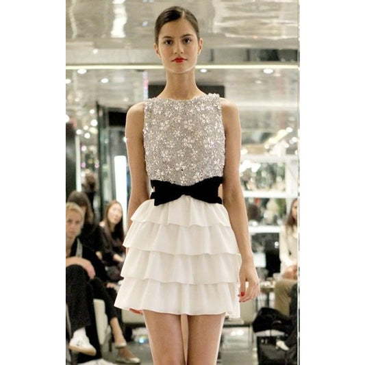 Azzaro Sequin Bow Cocktail Mini Dress S/S 2011 Sz.38 Pre-owned
