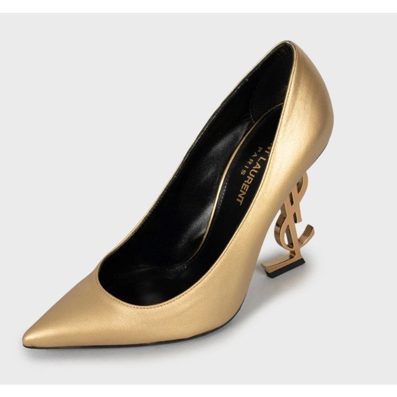 Saint Laurent Opyum Gold Leather Heels - Size 36.5 Pre-owned