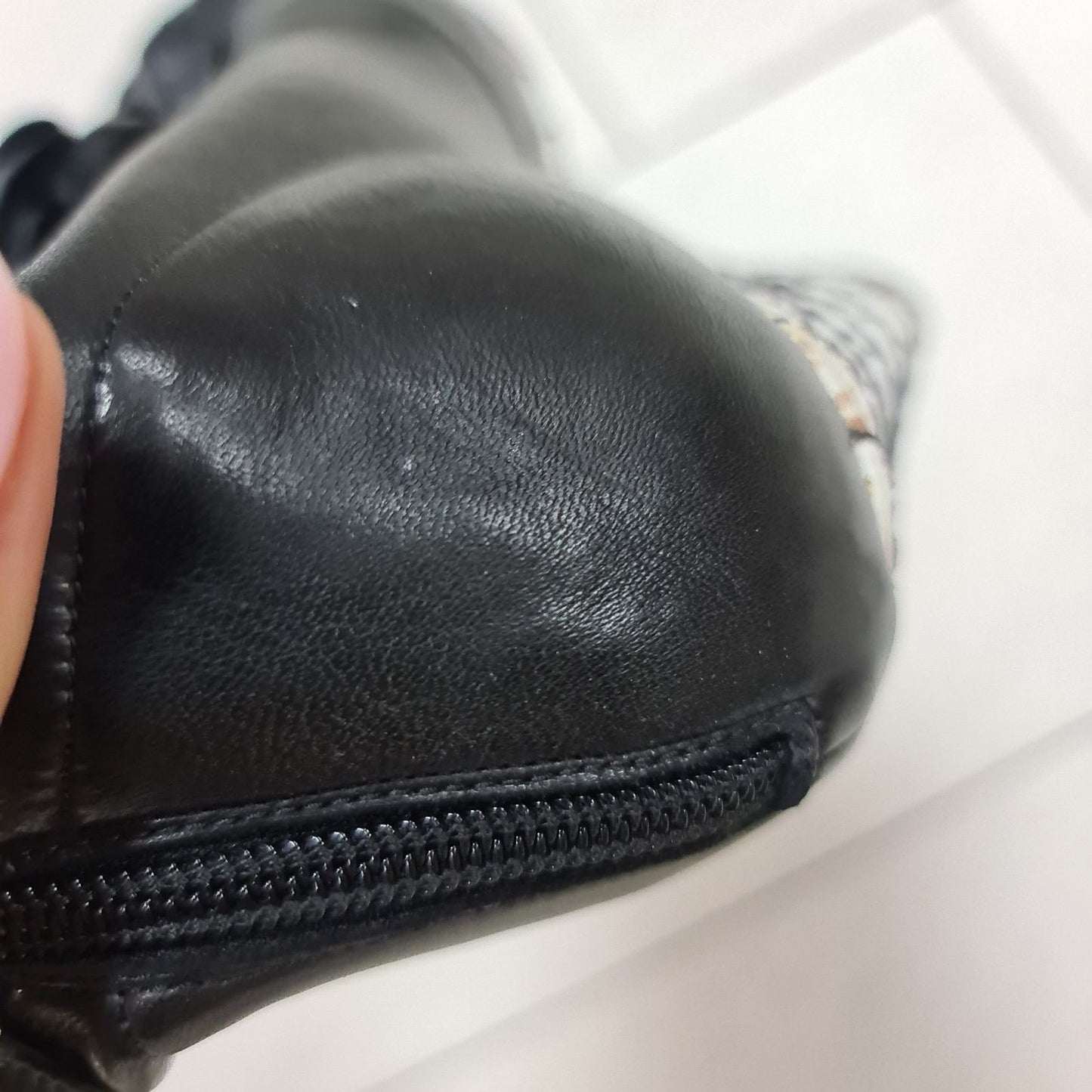 Chanel Open-Toe Leather  Floral Appliqué Sculpted Wedge Heel Booties Sz. 38.5 Pre-owned