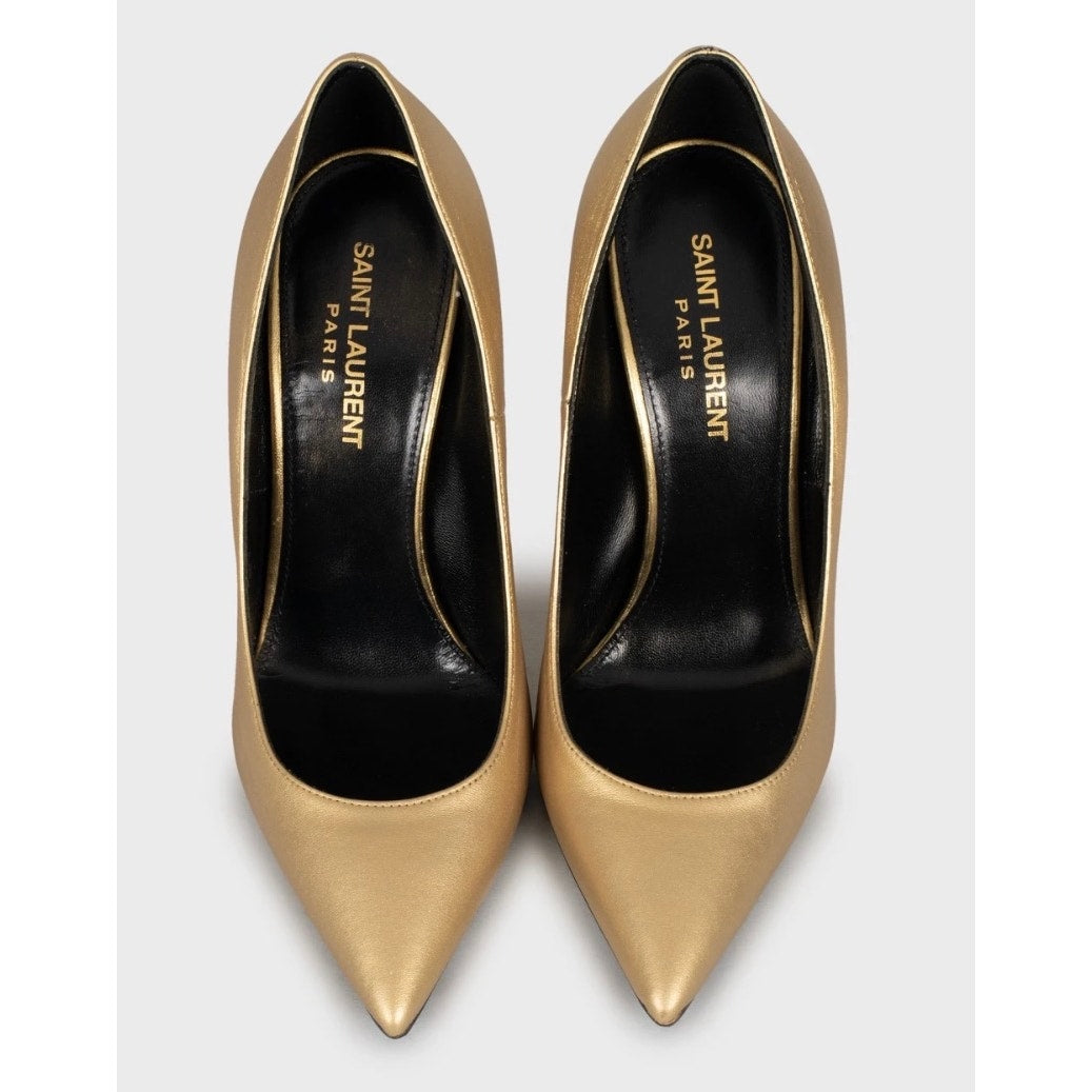 Saint Laurent Opyum Gold Leather Heels - Size 36.5 Pre-owned