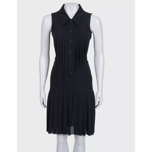 Chanel Black Silk Pleated Dress Sz.34 pre-owned