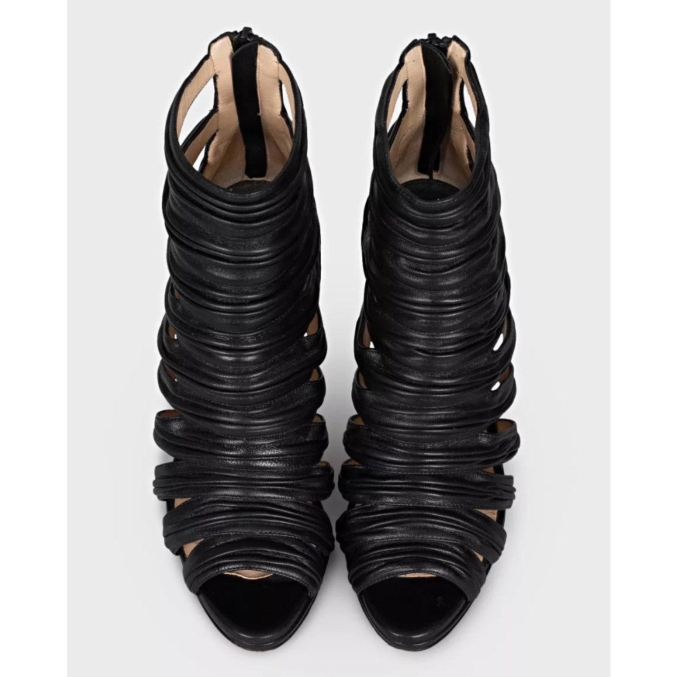 Christian Louboutin Black Leather Striped Pumps 36.5 Pre-owned