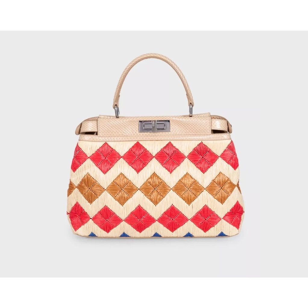Chic Fendi Medium Raffia Peekaboo X-Tote Bag Pre-owned