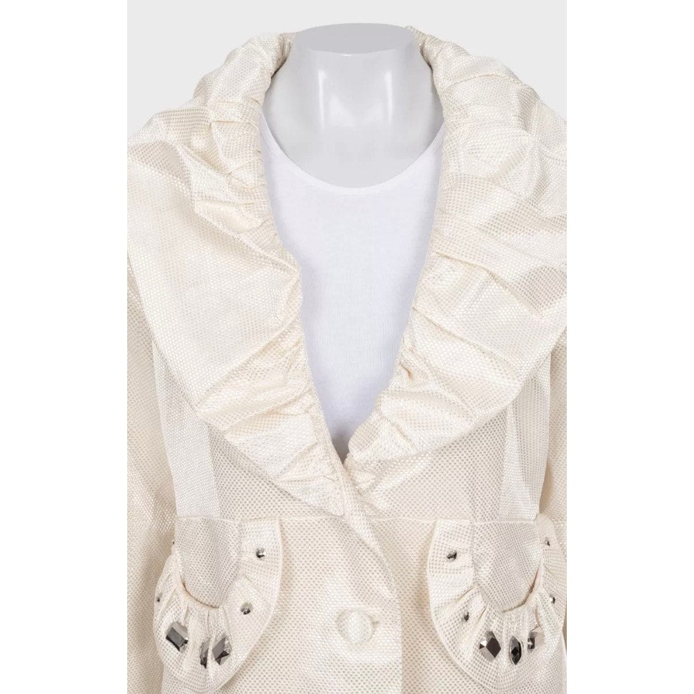 Chloé White Fitted Jacket with Voluminous Collar Sz.40 Pre-owned