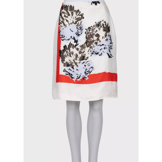 Christian Dior White Floral Silk Skirt - Size 38 Pre-owned