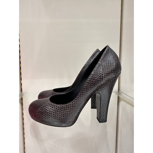 Bottega Veneta Brown Python Leather Round Toe Pumps Size 38 pre-owned