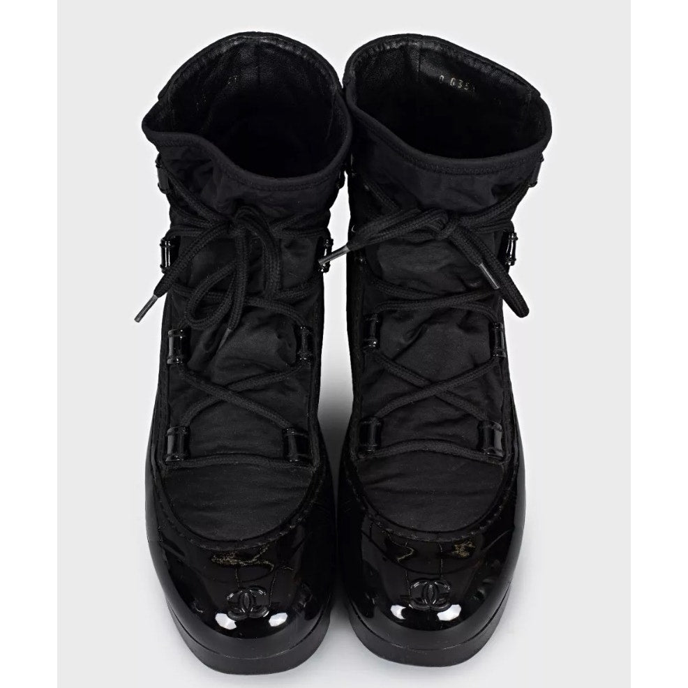 Chanel Black Lace-Up Boots - Size 37 Pre-owned