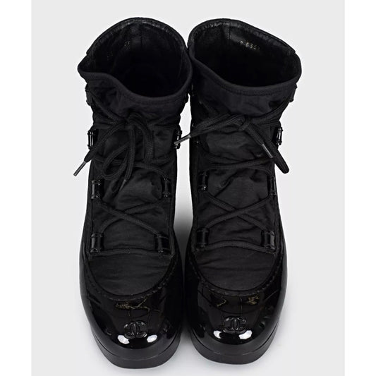 Chanel Black Lace-Up Boots - Size 37 Pre-owned