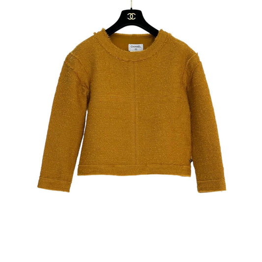 Chanel Mustard Tweed Long Sleeve Top - Sz. 38 pre-owned