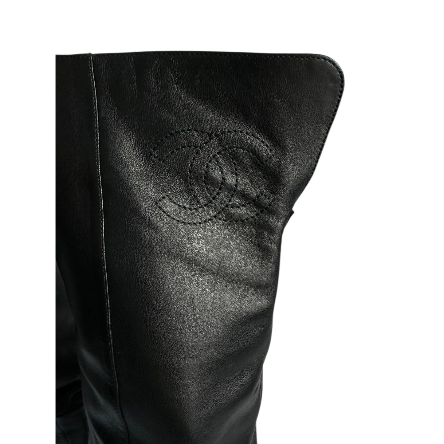 Chanel Leather Over-the-knee Heeled Boots Sz.38 Pre-owned