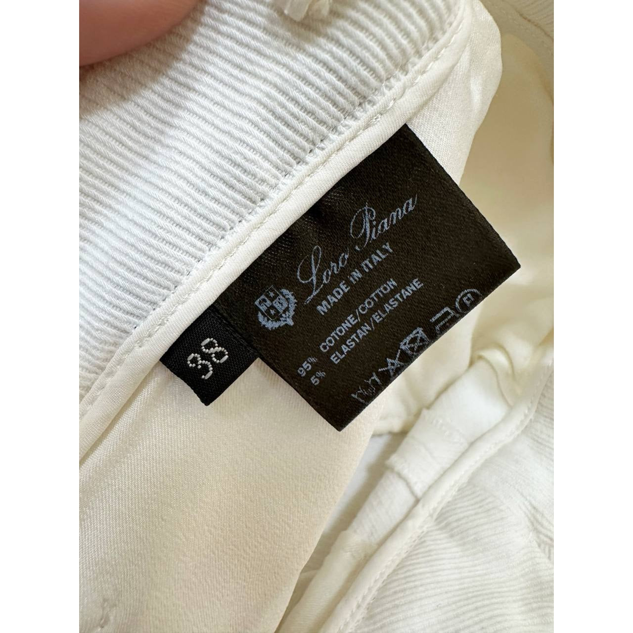 Loro Piana White Cotton Elastane Tailored Straight-Leg Pants Sz.38 pre-owned