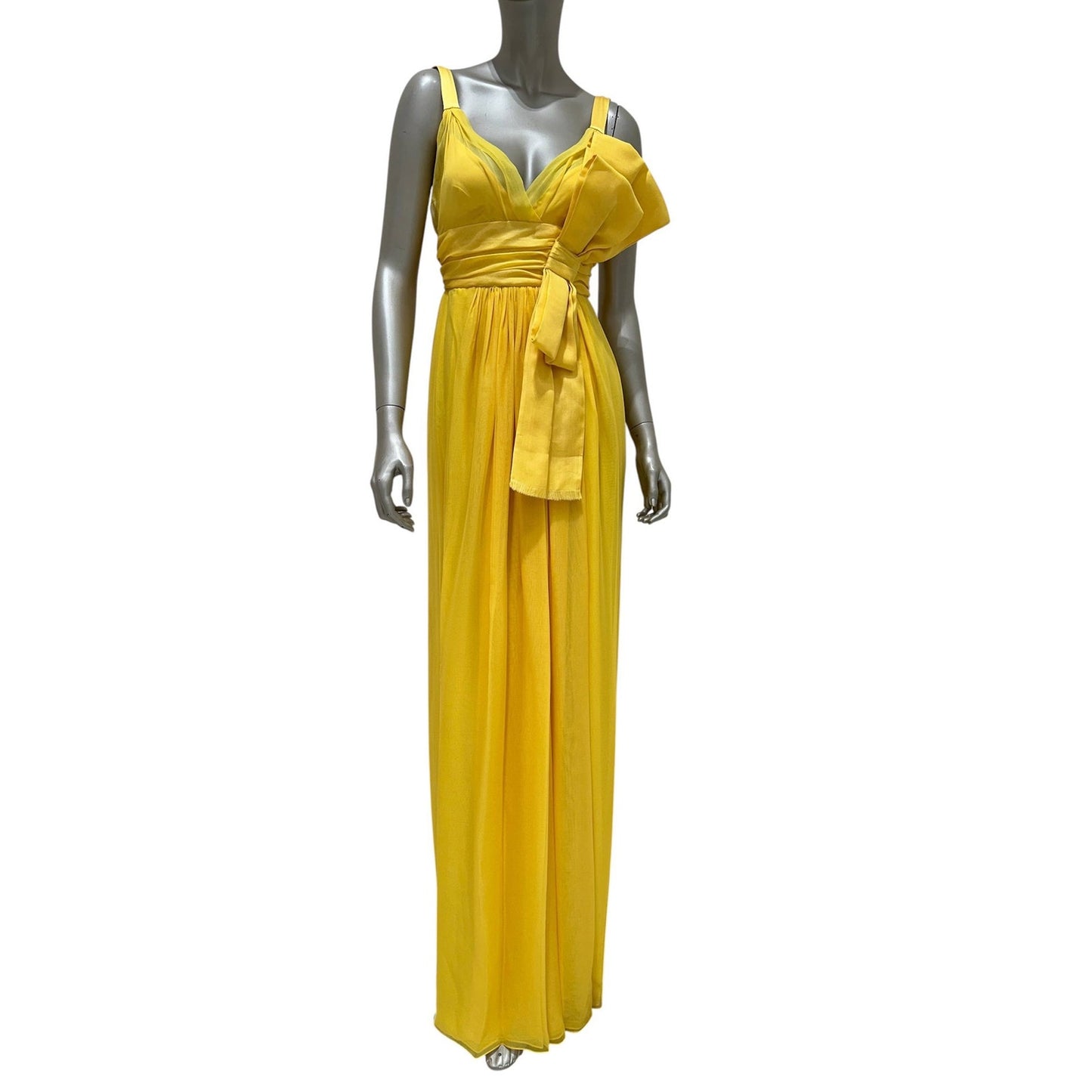 Dolce & Gabbana Yellow Silk Bow Maxi Dress Sz.38 Pre-owned