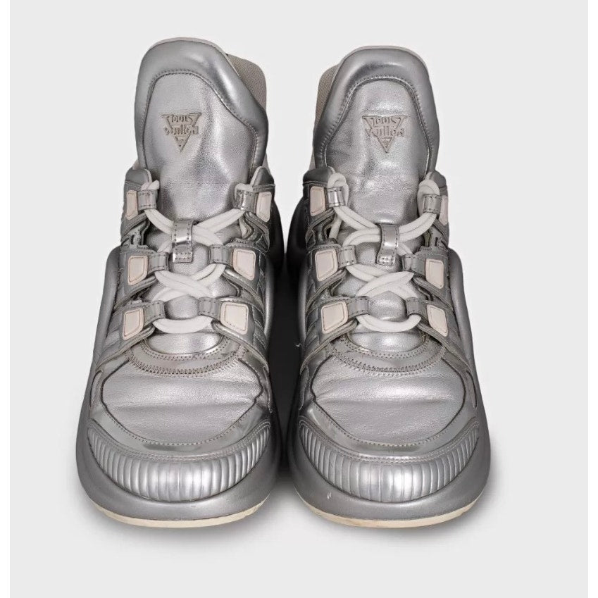 Louis Vuitton Silver Platform Sneakers - Size 41 pre-owned