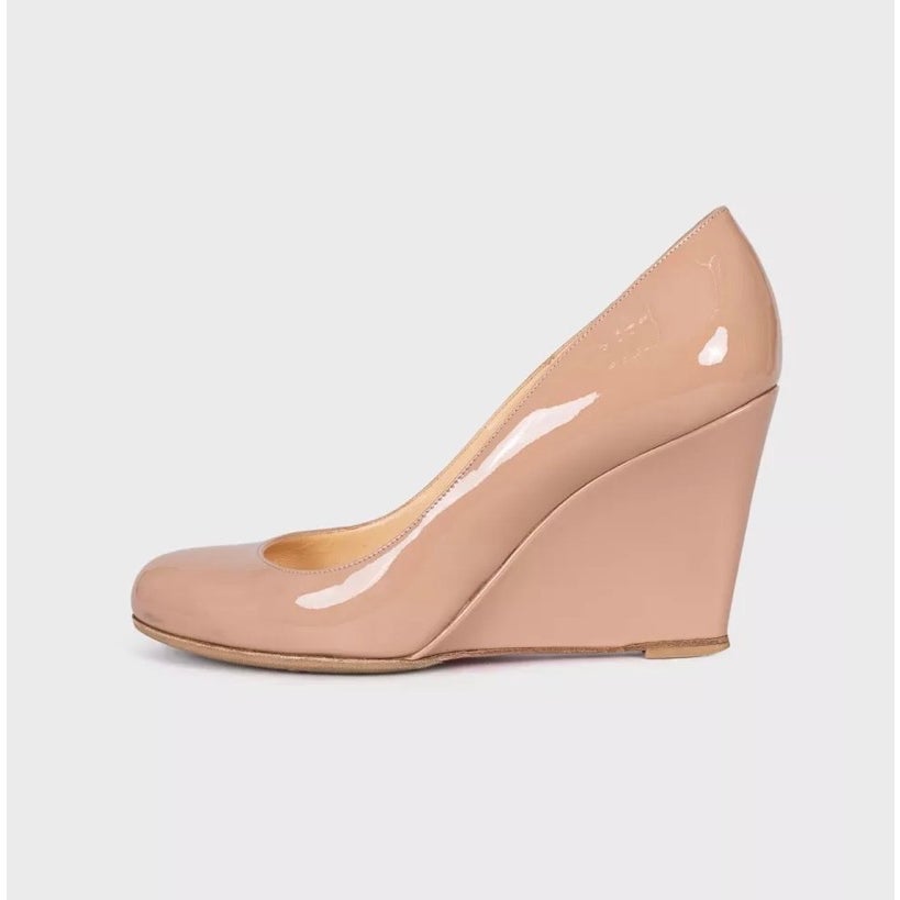 Christian Louboutin Beige Leather Wedge Pumps EU 36 Pre-owned