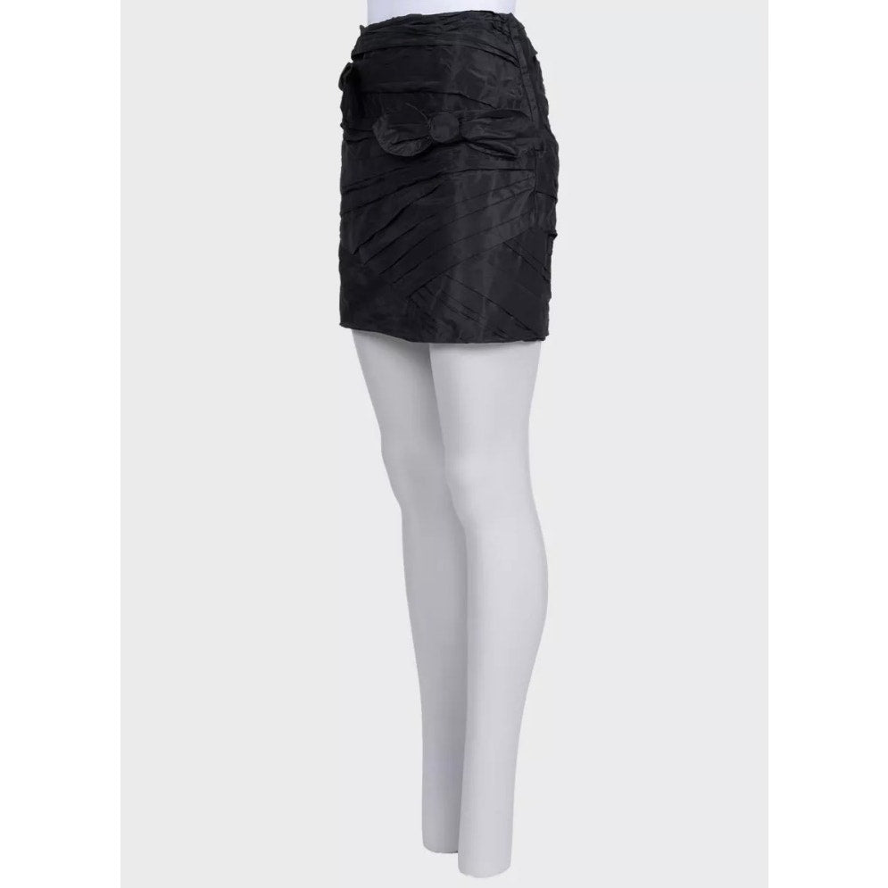 Valentino Black Silk Bow Mini Skirt - Elegant US 6 Pre-owned