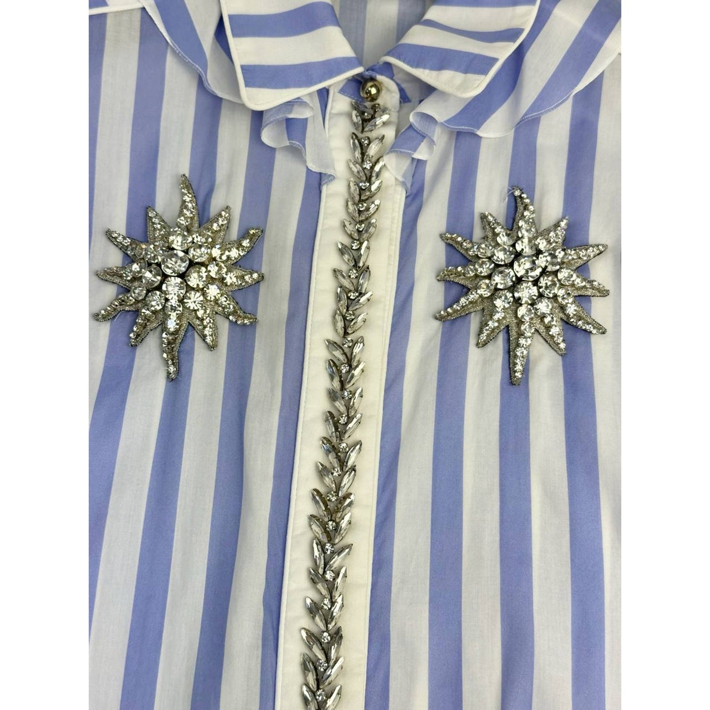 Francesco Scognamiglio Striped Crystal Embellishment Shirt Sz.38