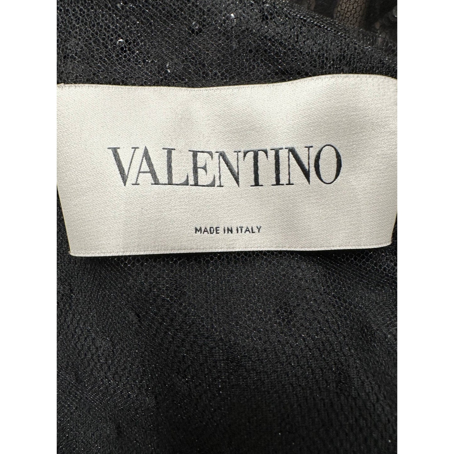 Valentino Black Lace & Silk Draped Evening Gown Sz.6 Pre-owned