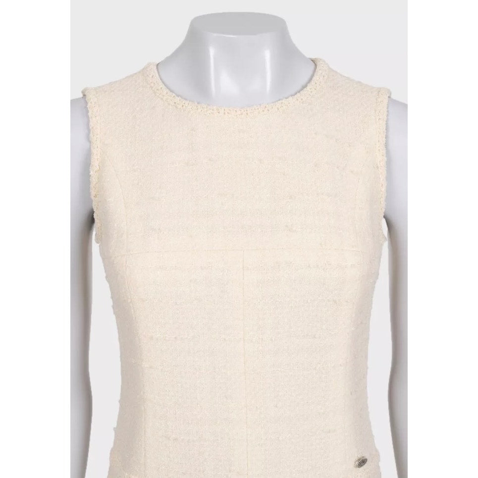 Chanel Beige Tweed Sleeveless Dress - FR 36 / S Pre-owned