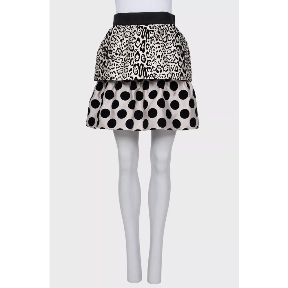 NWOT Dolce & Gabbana Black & White Animal Print Silk Skirt Sz.40 Pre-owned