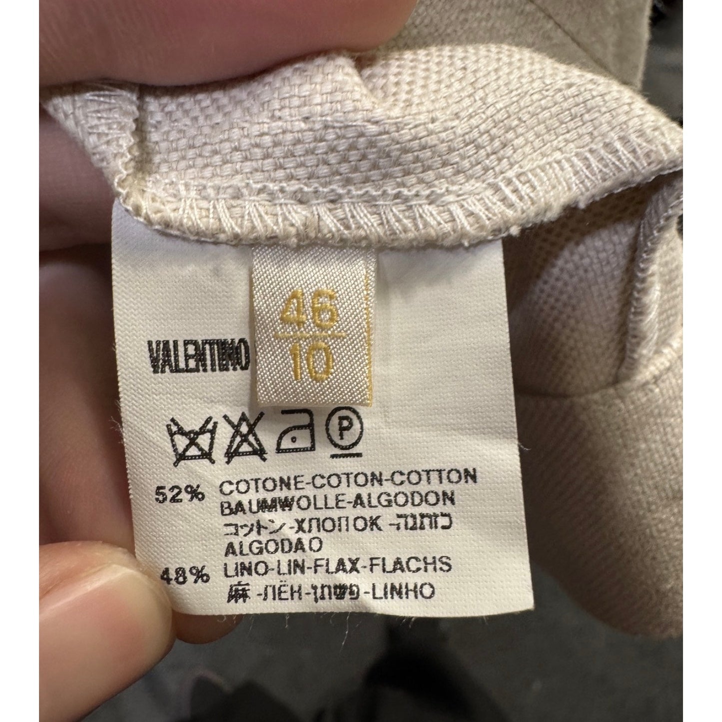 NWOT Valentino Roma Beige Cotton-Linen Shorts & Jacket Set Sz.40 Pre-owned
