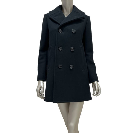 Celine Black Double-Breasted Wool Coat, Size 38  Pre-owned