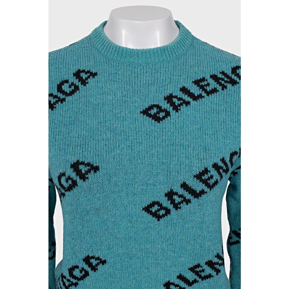 Balenciaga Green Wool Logo Sweater - Size XS (FR34) Pre-owned