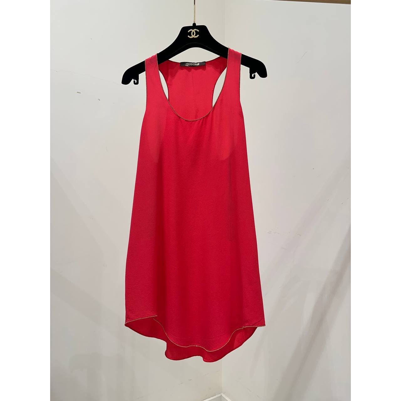 Roberto Cavalli Red Silk Sleeveless Dress, Size 40 pre-owned