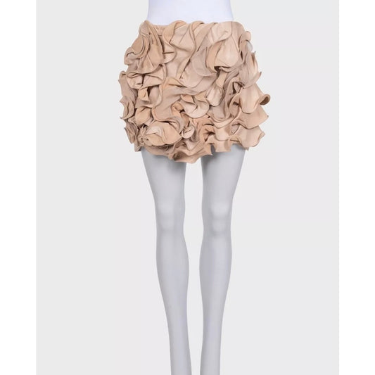 Valentino Beige Leather & Silk Mini Skirt Size M Pre-owned