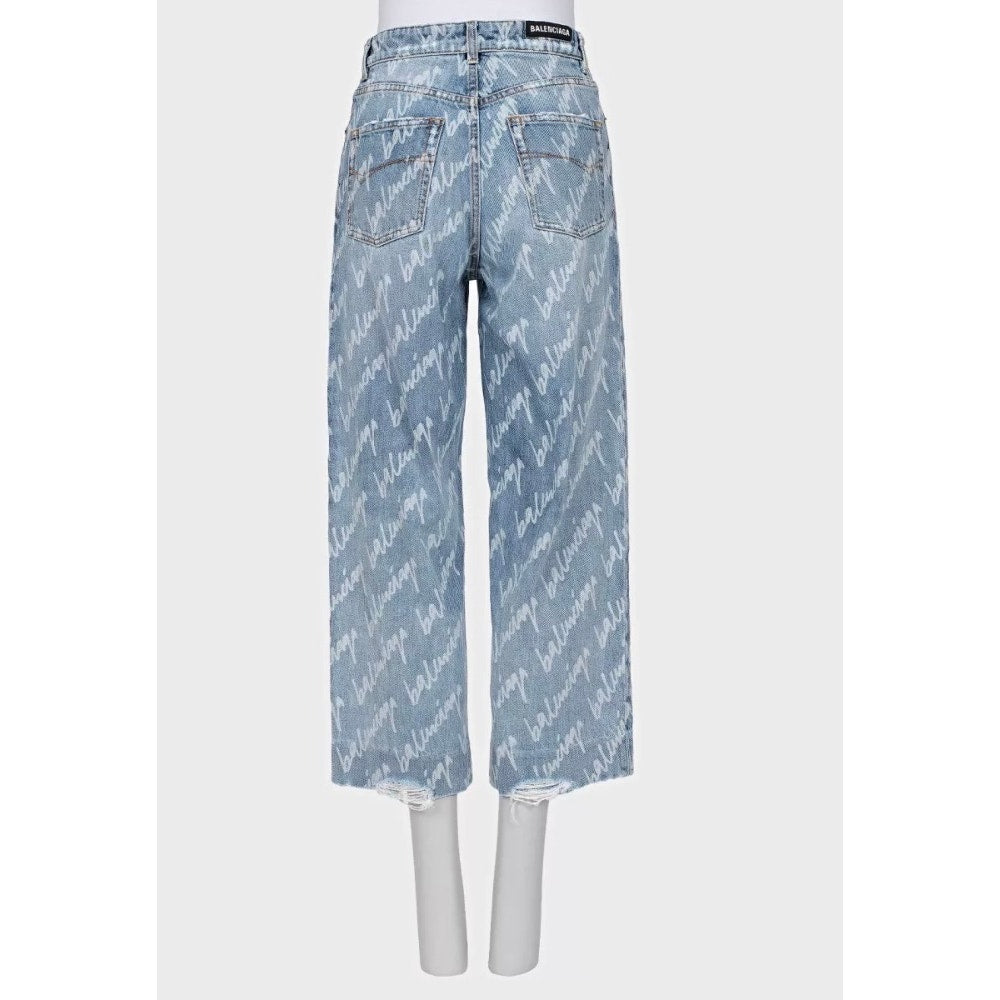Balenciaga Cropped Jeans Signature Print W28/M pre-owned