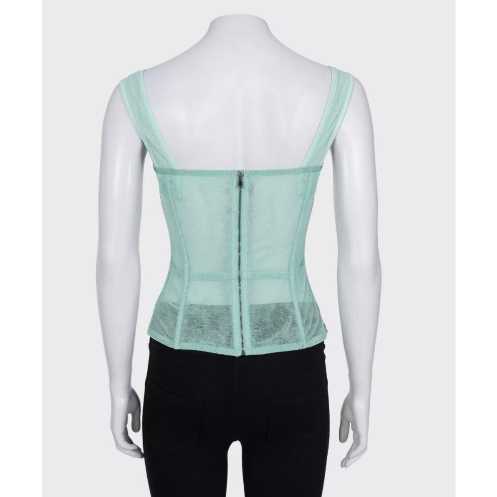 Dolce & Gabbana Green Mesh Corset Top - IT 42 / M Pre-owned