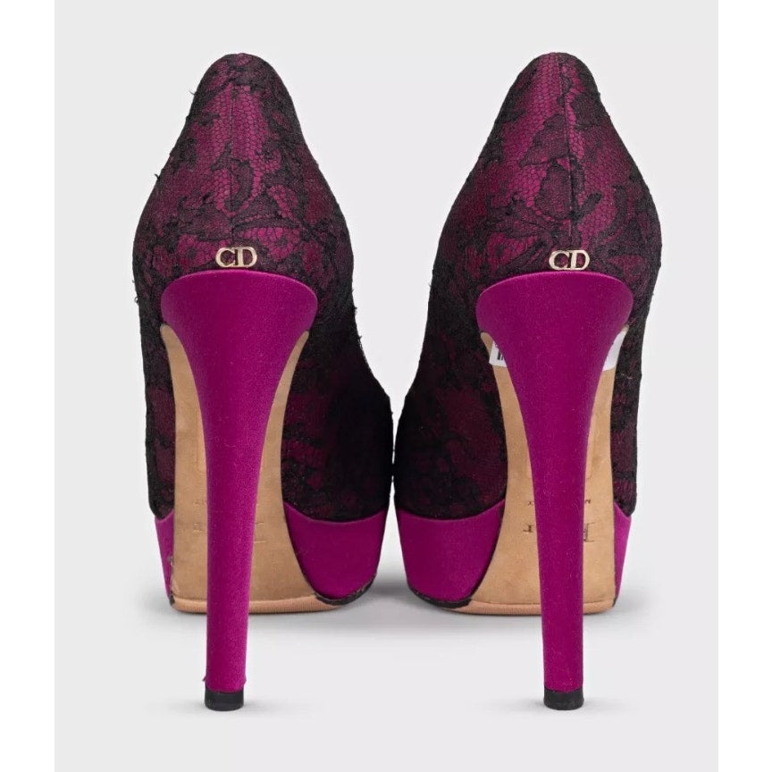 Christian Dior Lace Peep-Toe Pumps – Size 37.5 pre-owned